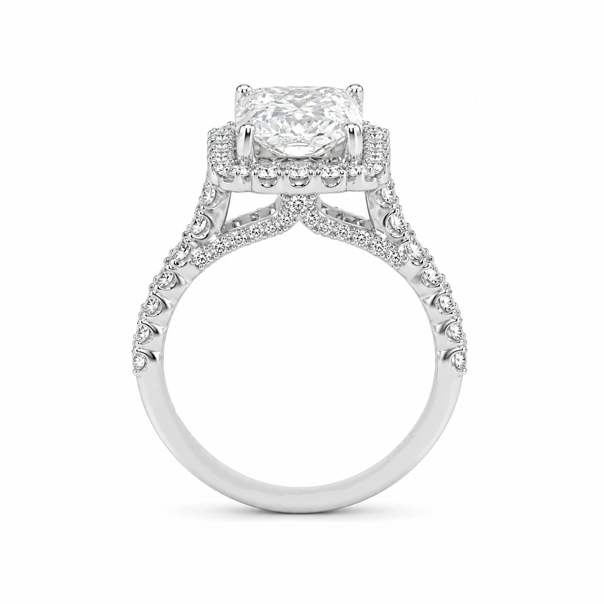 4.10TDW Lab Diamond Radiant 14K White Gold Engagement Ring