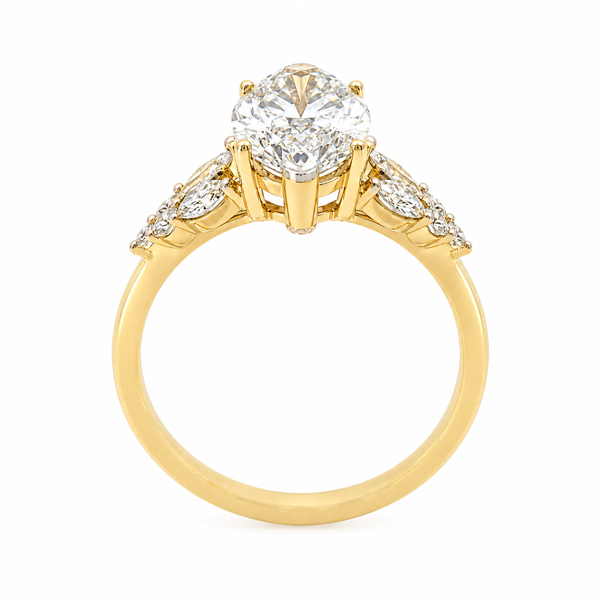 3.60TDW Lab Diamond Marquise Engagement Ring in 14K Yellow Gold