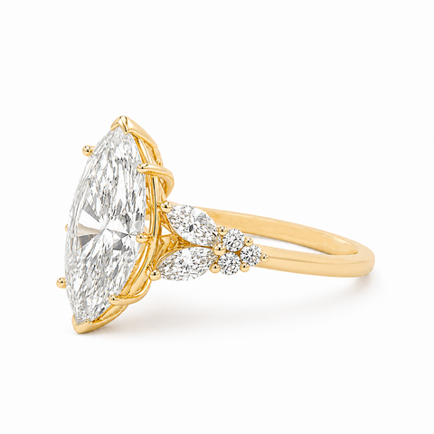 3.60TDW Lab Diamond Marquise Engagement Ring in 14K Yellow Gold 