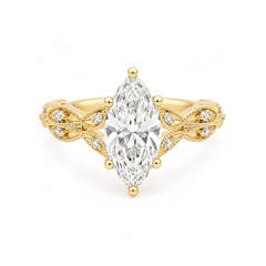 3.60TDW Lab Diamond Marquise Engagement Ring in 14K Yellow Gold