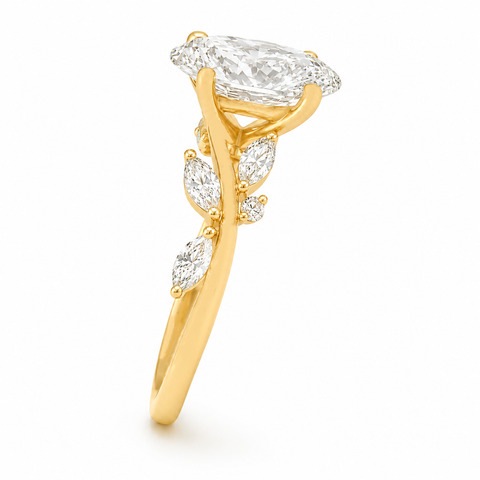 3.50TDW Lab Diamond Oval Engagement Ring in 14K Yellow Gold
