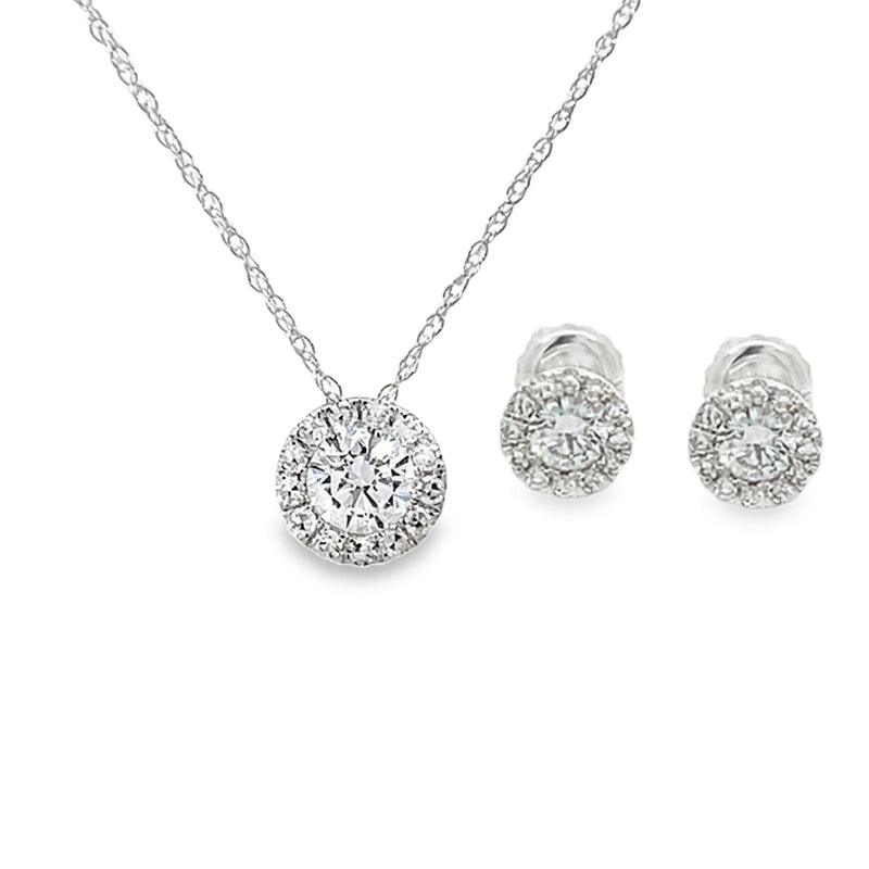 14K White Gold 1.00TDW Lab Grown Diamond Earring &amp; Pendant Set