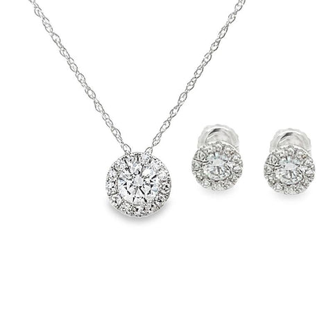 14K White Gold 1.00TDW Lab Grown Diamond Earring & Pendant Set