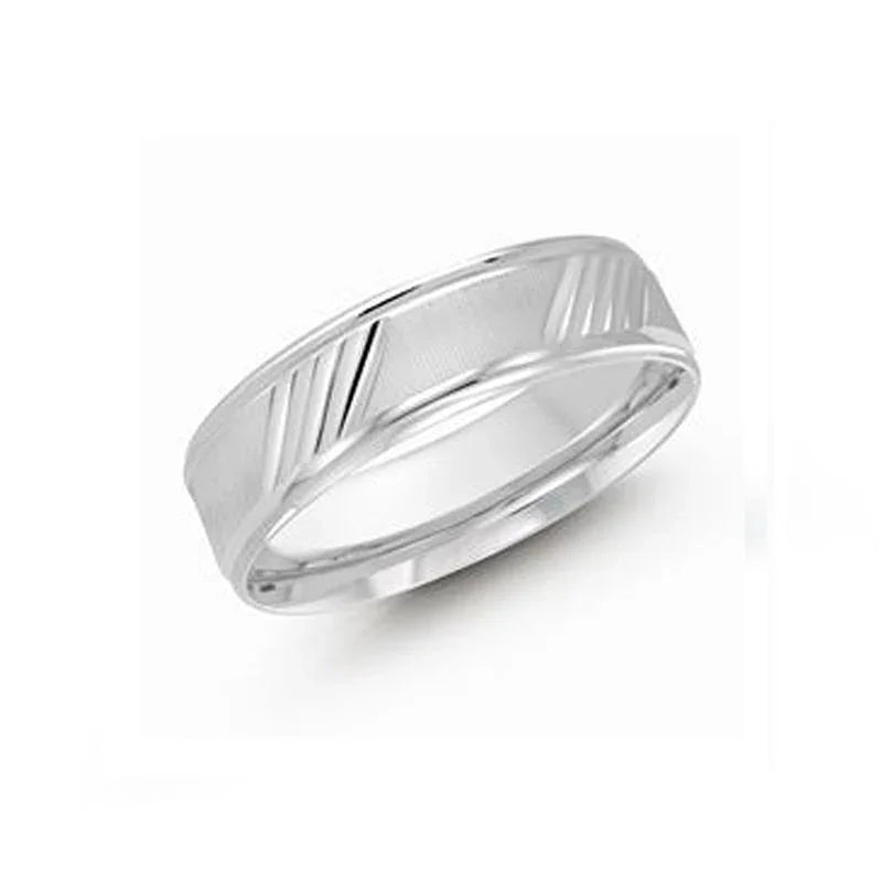 10, 14 Karat White Gold 6mm Fancy Hollow Wedding Band