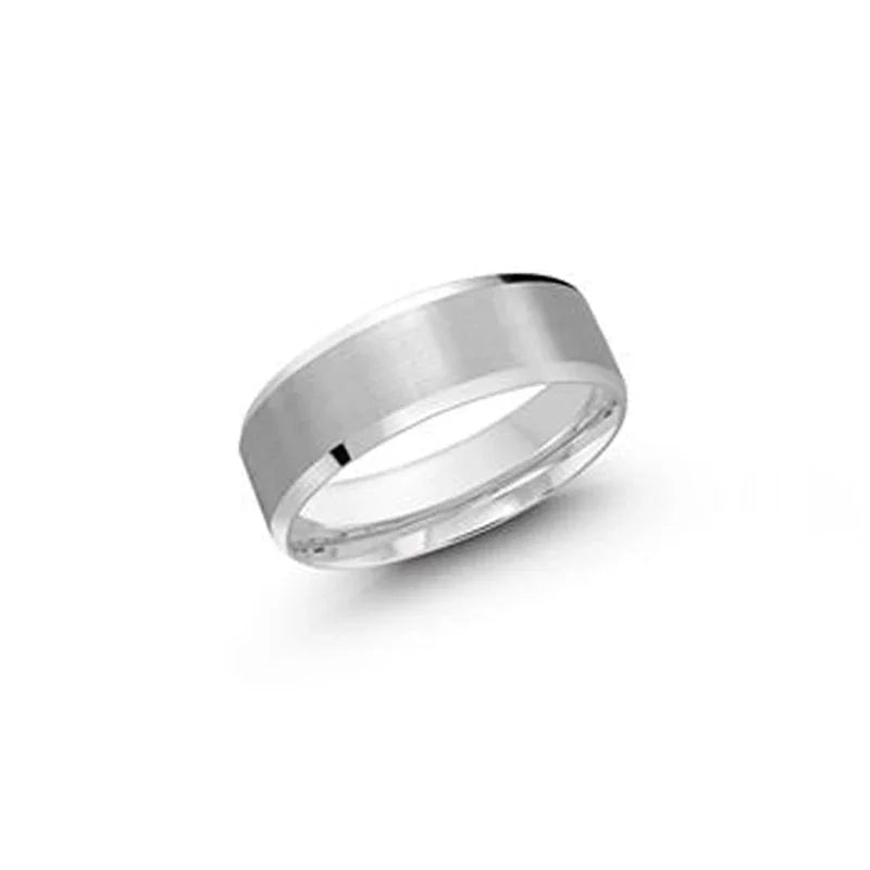 10,14 Karat White Gold 7mm Fancy Hollow Wedding Band