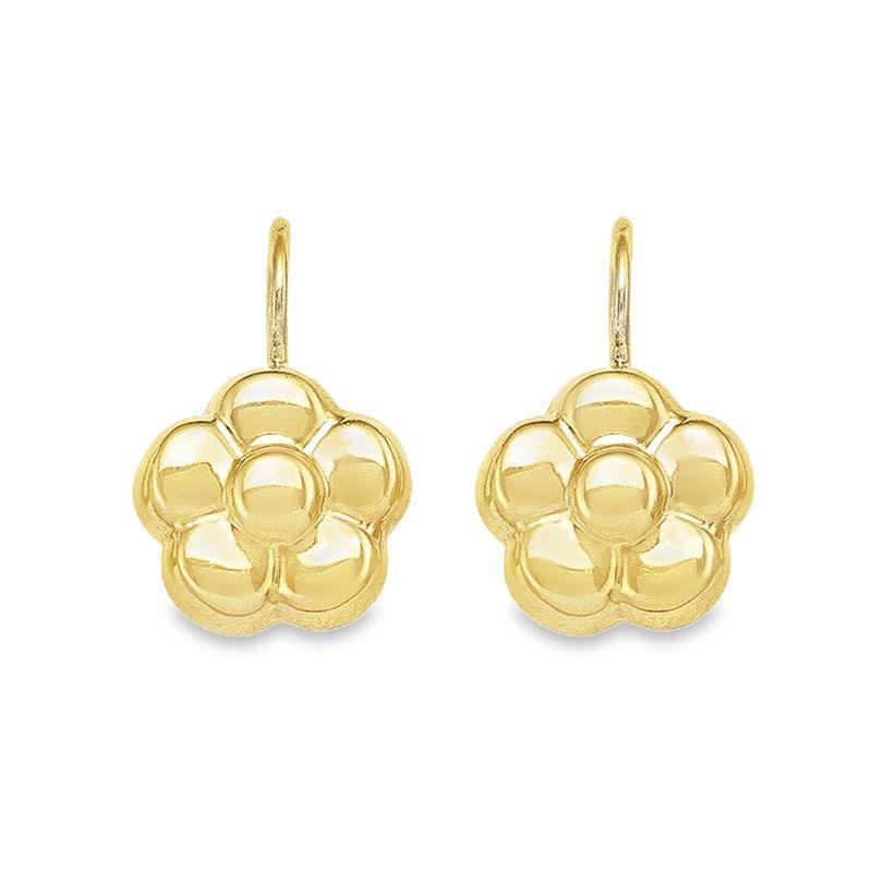 18K Yellow Gold Flower Shape French Back Earrings