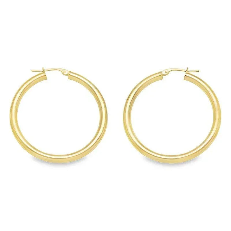 10K, 14K, 18K Yellow Gold 3mm Classic Hoop Earrings