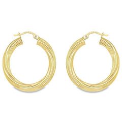 4MM Tube Twisted Hoop Earrings in 10K, 14K and 18K Yellow Gold