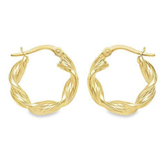 10K, 14K, 18K Yellow Gold 3.4 MM Twisted Hoop Earrings