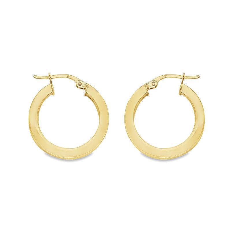 2.5 MM Square Tube Hoop Earrings In 10K, 14K and 18K Yellow Gold 
