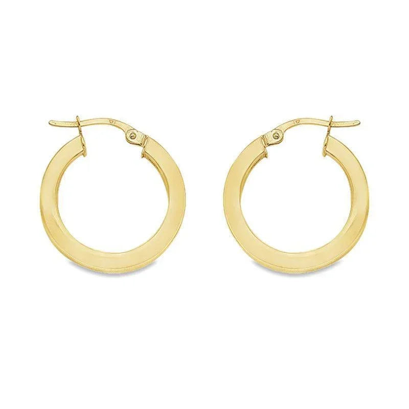 10K, 14K and 18K Yellow Gold 2.5 MM Square Tube Hoop Earrings