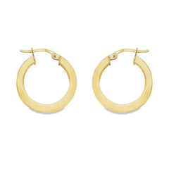 10K, 14K and 18K Yellow Gold 2.5 MM Square Tube Hoop Earrings