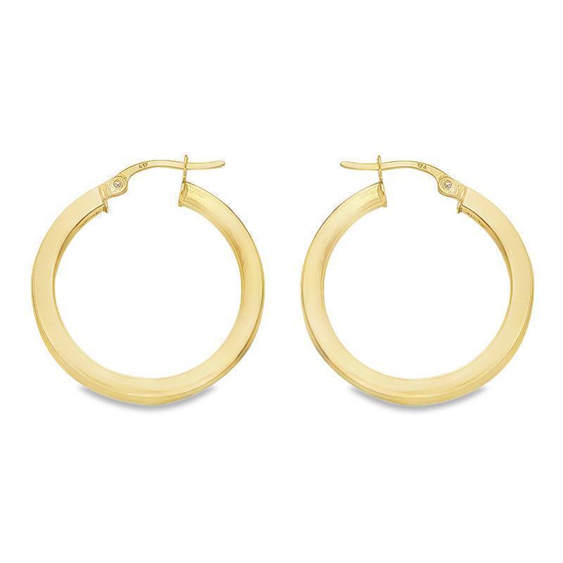 2.5 MM Square Tube 10K, 14K and 18K Yellow Gold Hoop Earrings