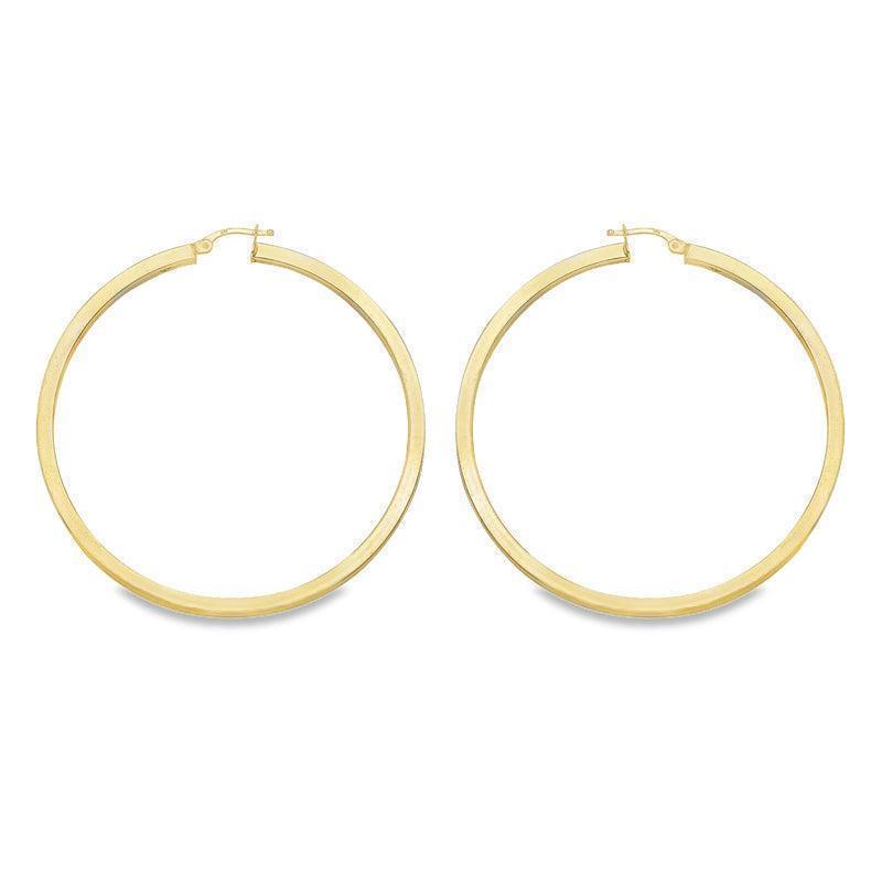 Square Tube 2.5 MM Hoop Earrings in 10K, 14K and 18K Yellow Gold