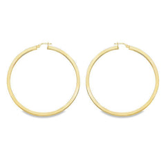 Square Tube 2.5 MM Hoop Earrings in 10K, 14K and 18K Yellow Gold