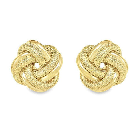 14K, 18K Yellow Gold Patterned Love Knot Earring