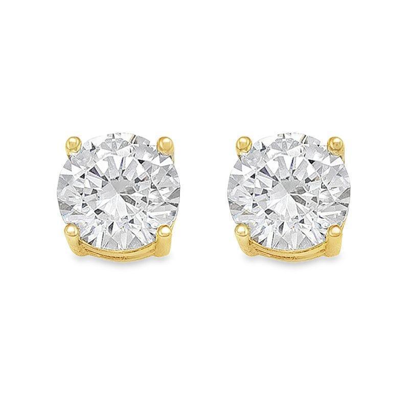 10K Yellow Gold 7mm CZ Stud Earrings 