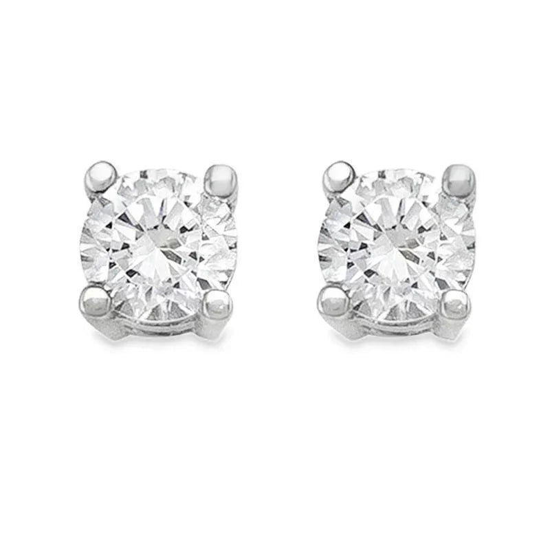 10K White Gold 4mm CZ Stud Earrings 