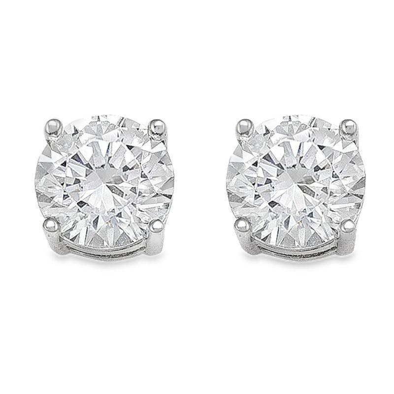10K White Gold 7mm CZ Stud Earrings 