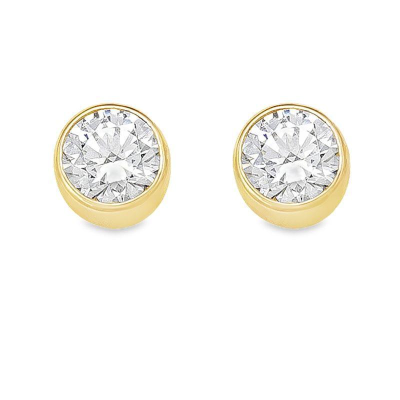 5mm CZ Bezel Stud Earrings in 10k Yellow Gold 