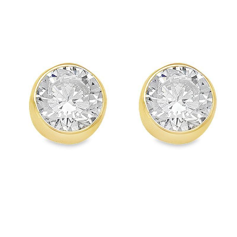 10k Yellow Gold 5mm CZ Bezel Stud Earrings 