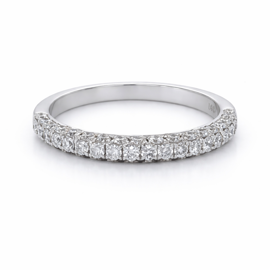 14K White Gold 0.70TDW Diamond Three Sided Wedding Anniversary Band