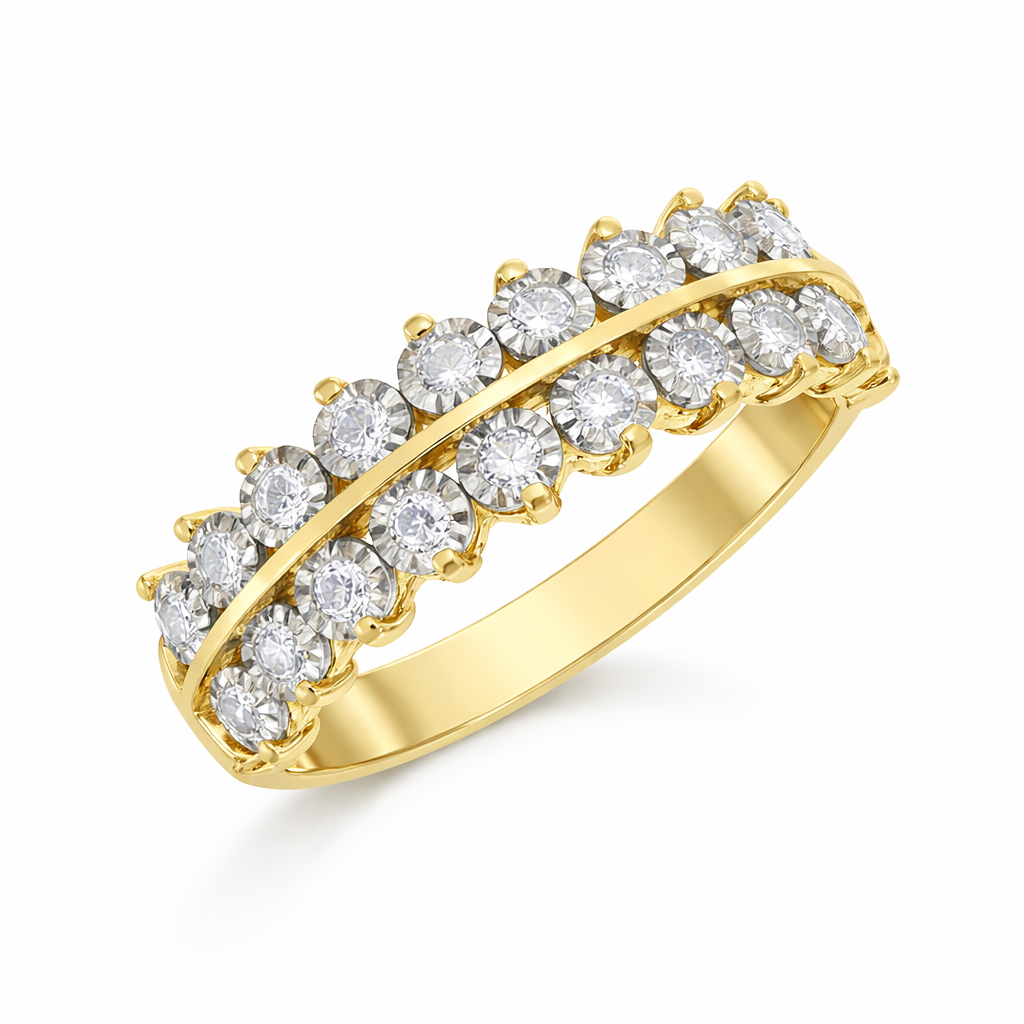 10K Yellow Gold 0.50TDW Diamond Illusion Band