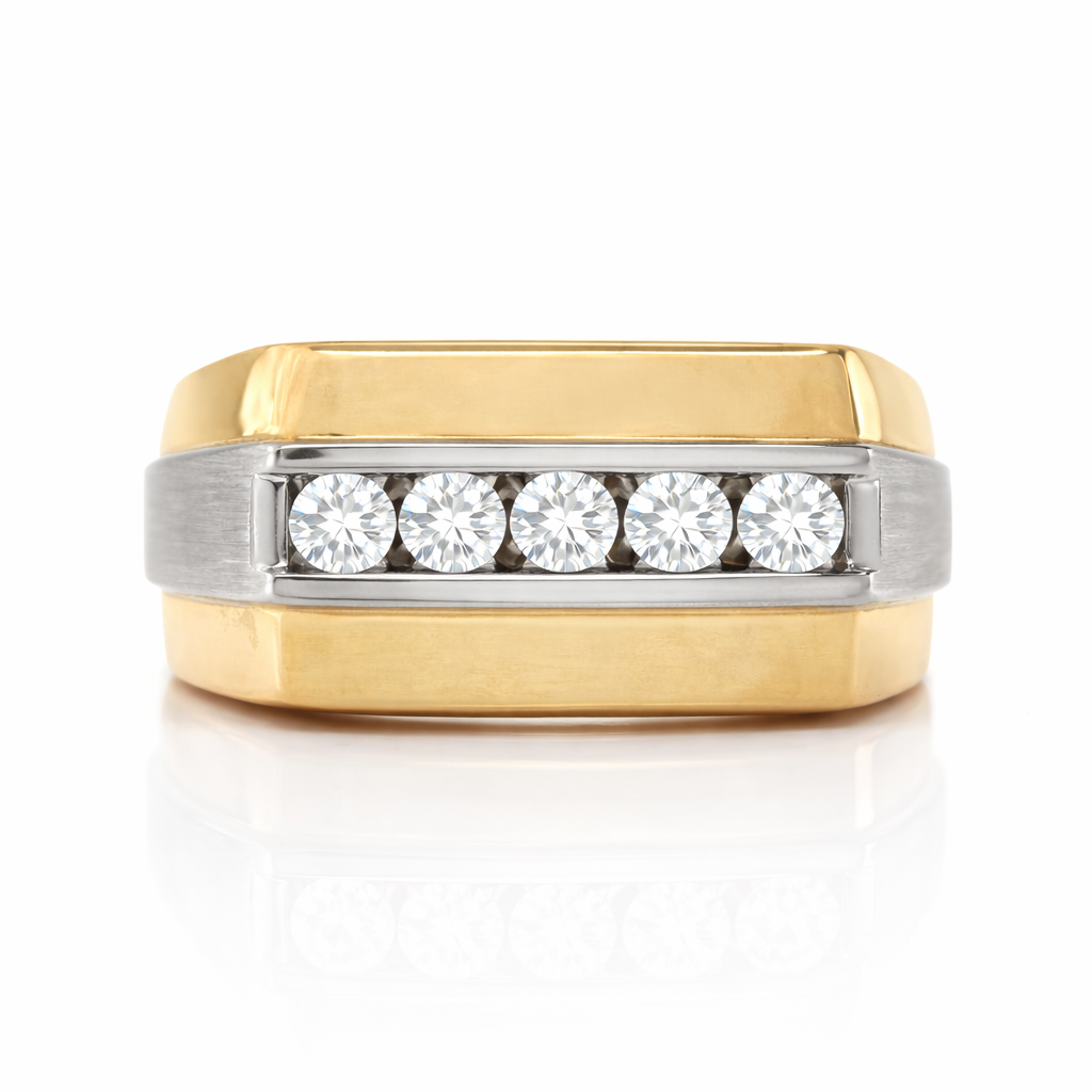 0.50TDW 14K Yellow and White Gold Diamond Men's Band