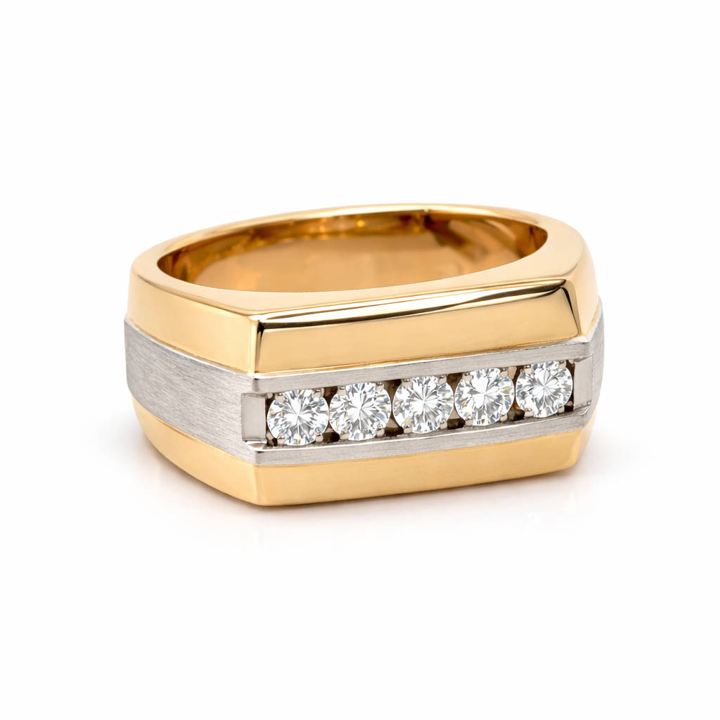 0.50TDW 14K Yellow and White Gold Diamond Men's Band