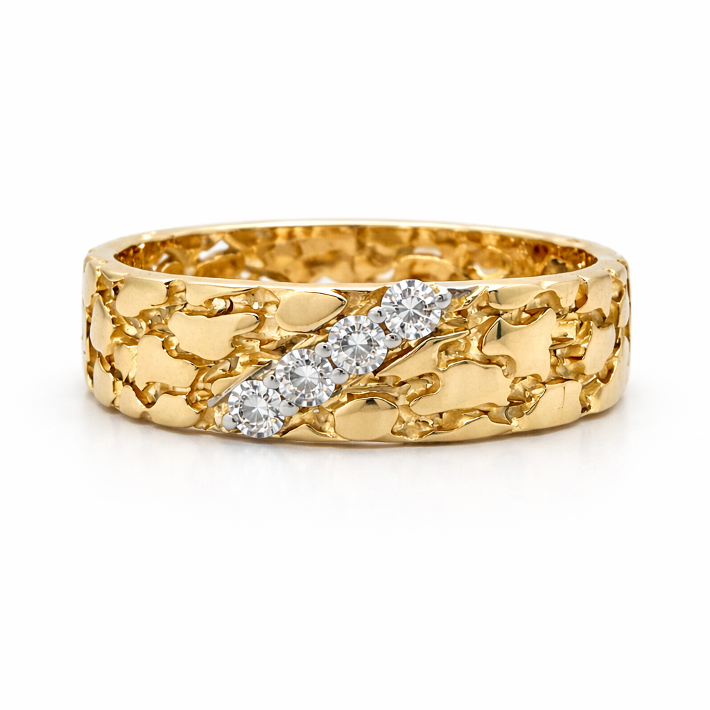 10K Yellow Gold 0.11TDW Nugget Style Women's Diamond Band