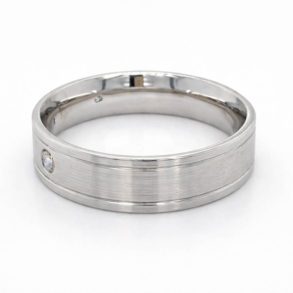 10K White Gold 0.12CT Three Diamond Ladies Band