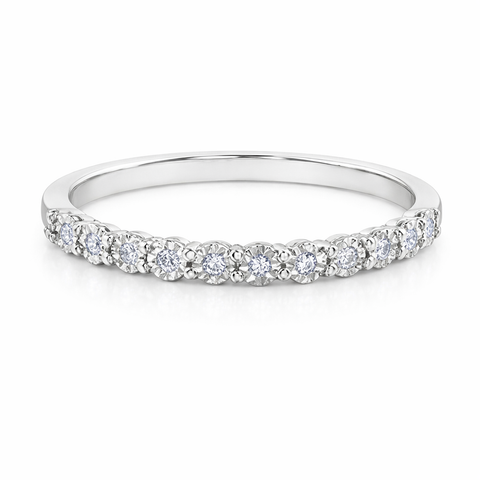 10K White Gold 0.06TDW Diamond Illusion set Band