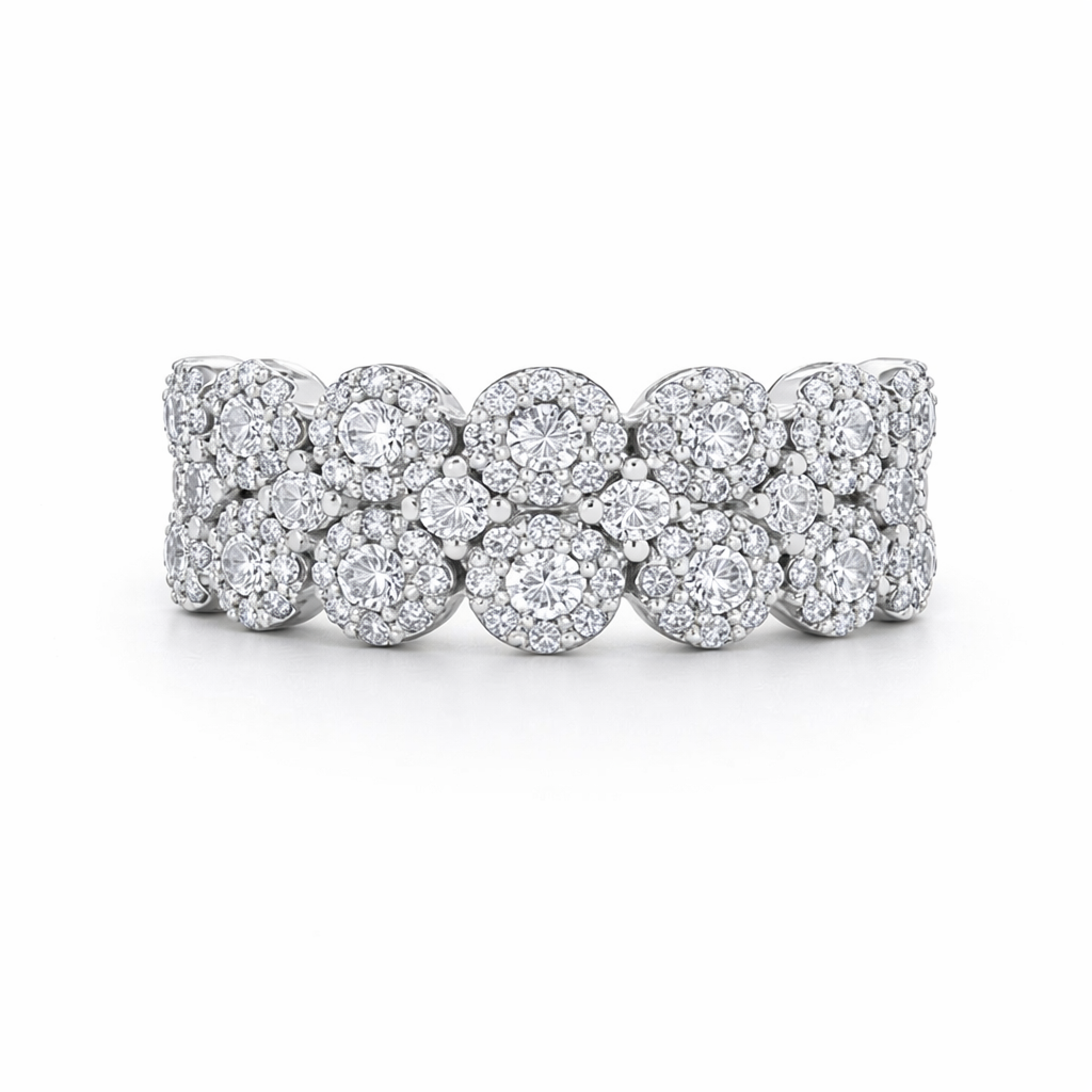 Stunning 14K White Gold Fancy Band with 1.13TDW of Diamonds