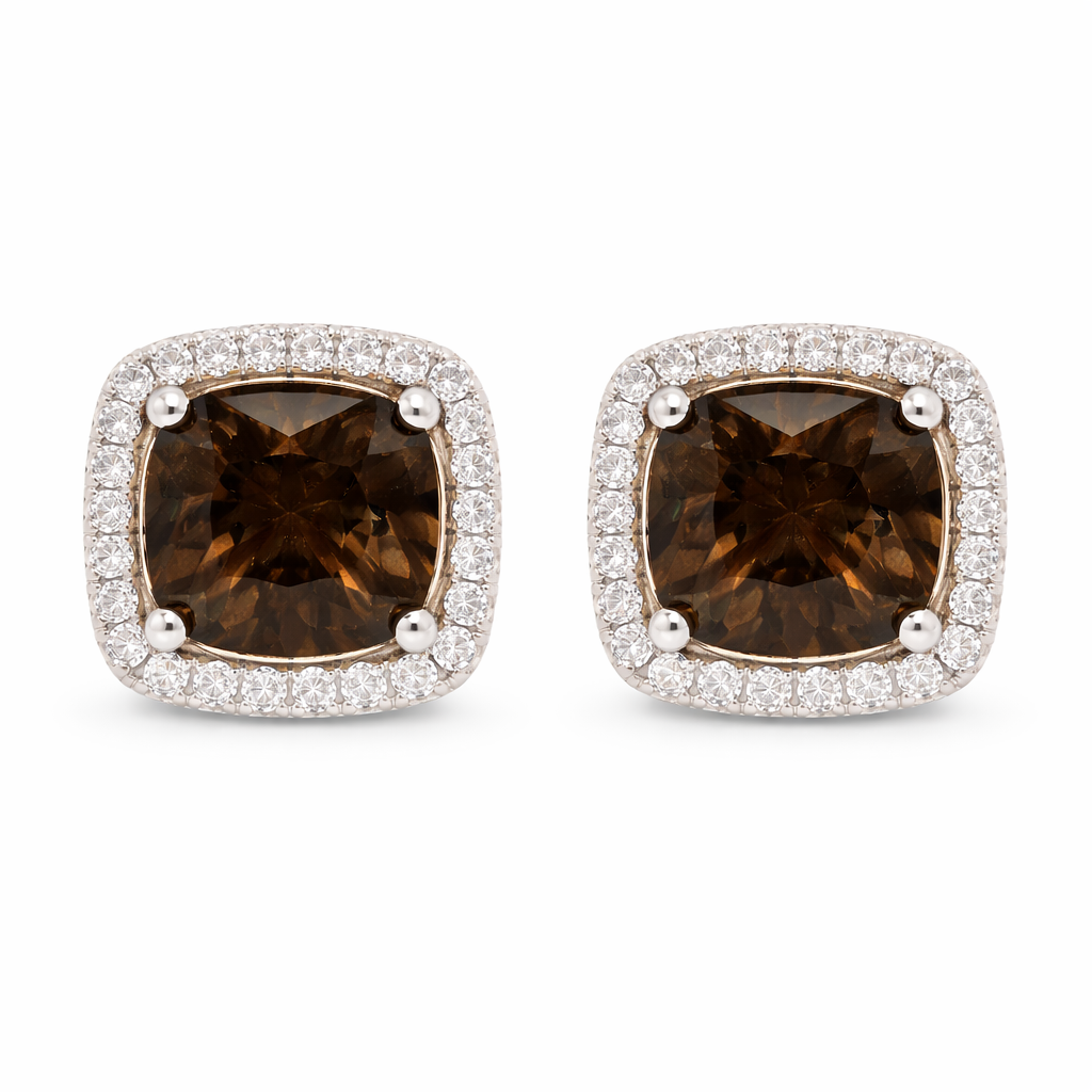 June Birthstone Rhodolite Color CZ Earrings In Sterling Silver
