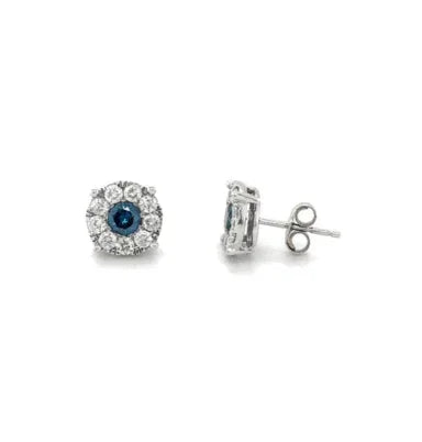 14K White Gold 1.00TDW Blue Citrine Imperial Diamond Earrings