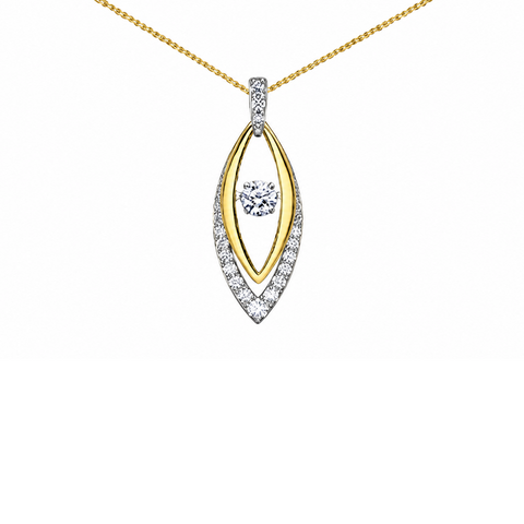2.30TDW Lab Diamond 14K Two Tone Gold Moving Pendant