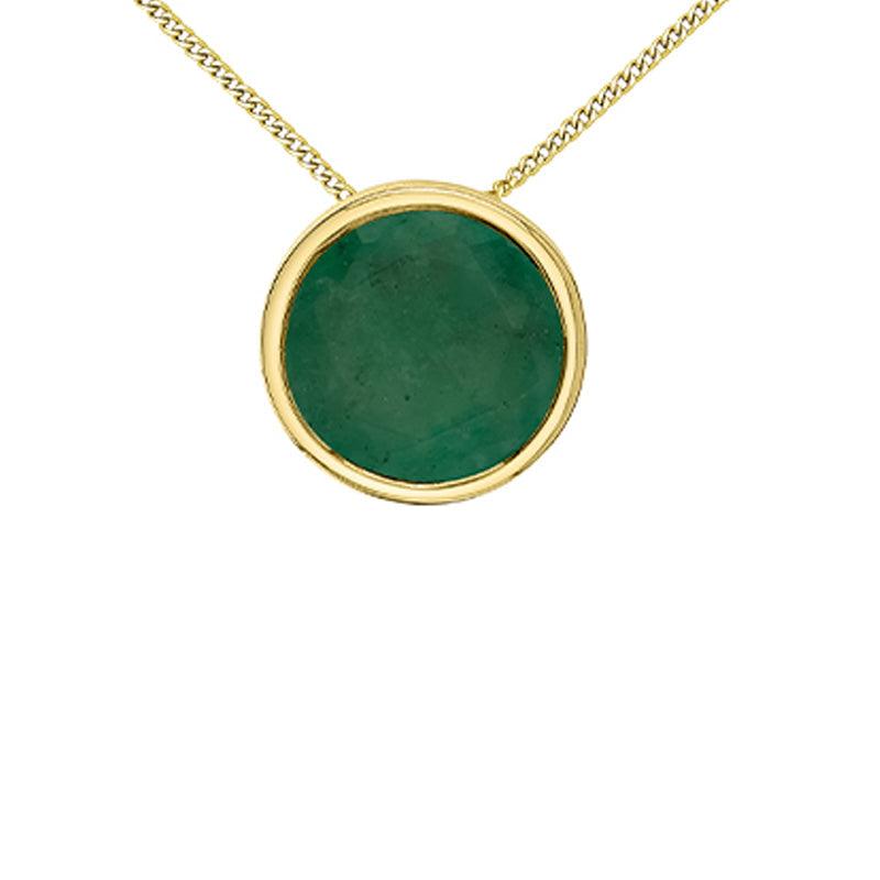 10K Yellow Gold 5mm Emerald Pendant with Chain