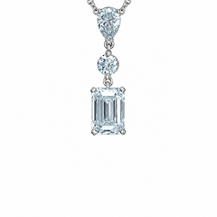 2.00TDW Lab Grown Diamond Emerald Cut Drop Pendant in 14K White Gold