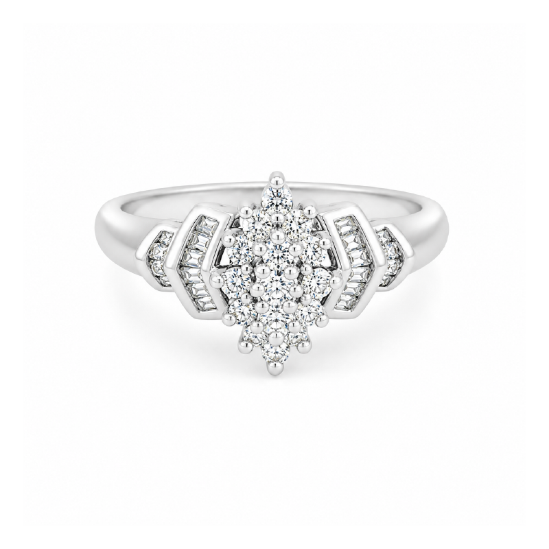 10K White Gold 0.25CT Diamond Princess Cut Ring