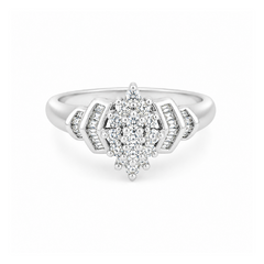 10K White Gold 0.25CT Diamond Princess Cut Ring