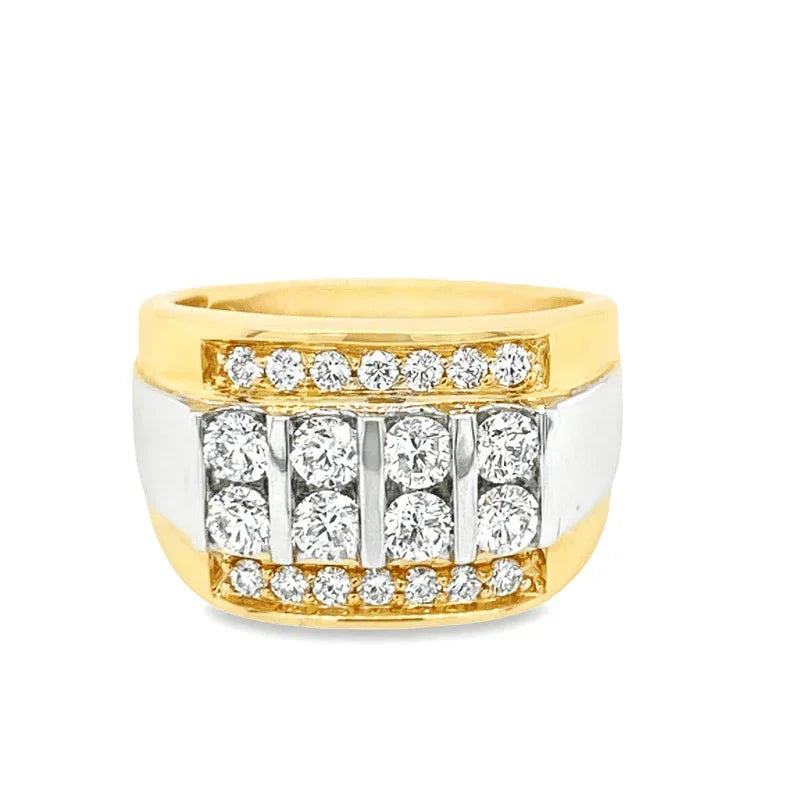 14K Yellow and White Gold 1.50TDW Diamond Men's Ring