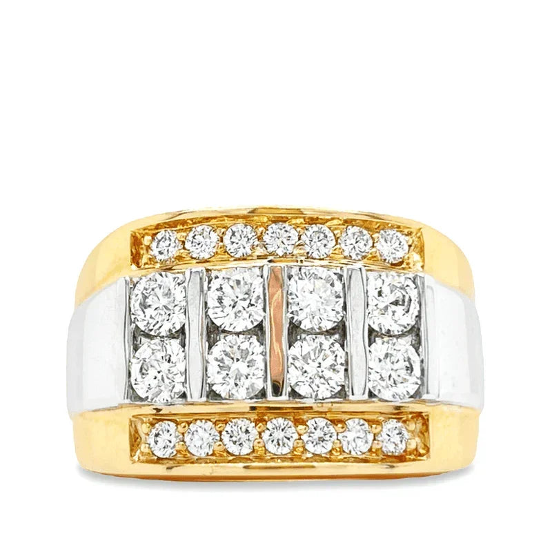 14K Yellow and White Gold 1.50TDW Diamond Mens Ring