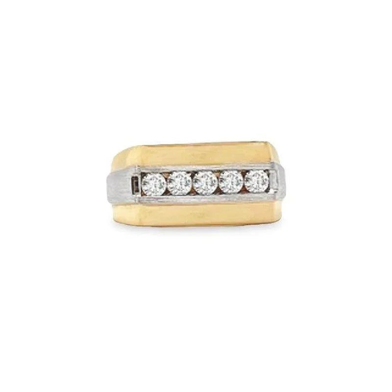 0.50TDW 14K Yellow and White Gold Diamond Men&#39;s Band