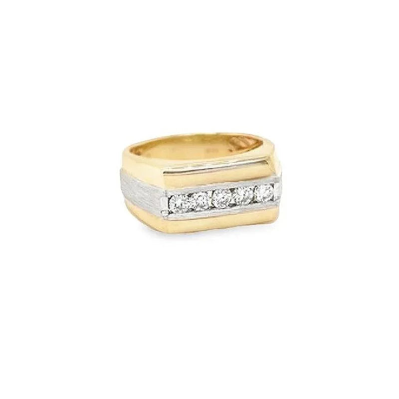 0.50TDW 14K Yellow and White Gold Diamond Mens Band