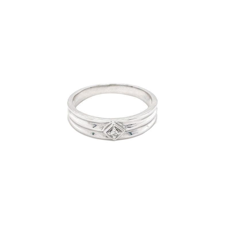 0.02TDW 10K White Gold Diamond Women&#39;s Wedding Band