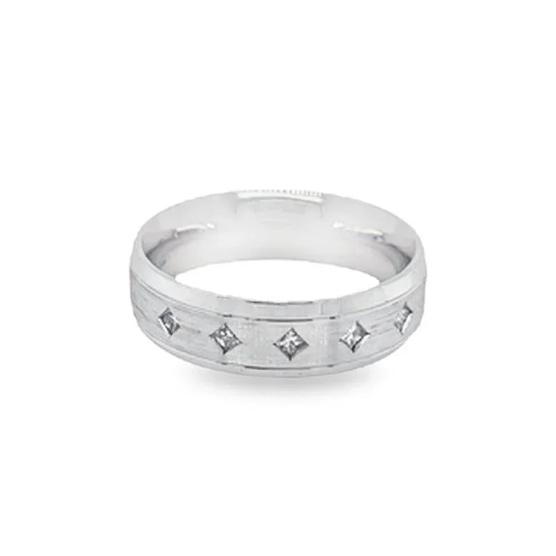 10K White Gold Ladies Princess Cut Diamond Band With 0.12TDW