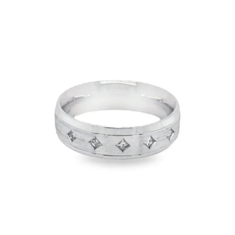 10K White Gold Ladies Princess Cut Diamond Band With 0.12TDW