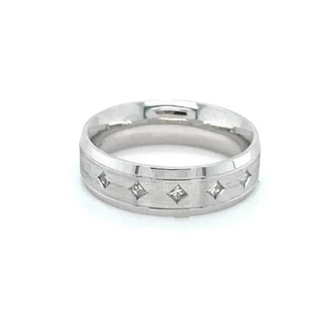 10K White Gold Ladies Princess Cut Diamond Band With 0.12TDW