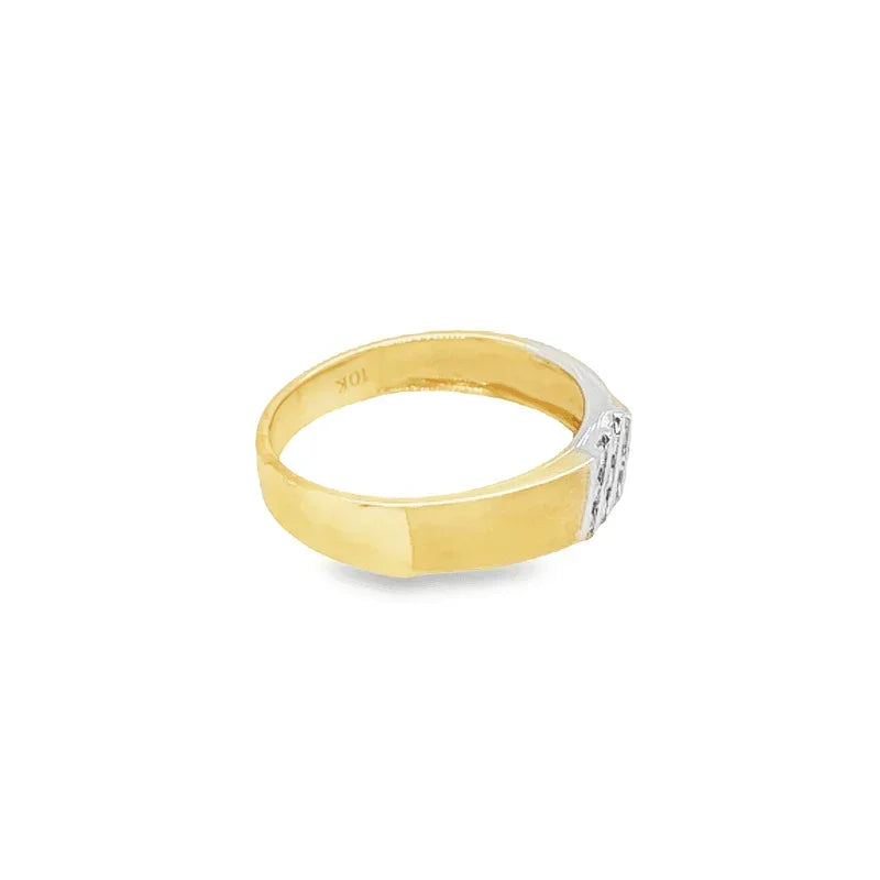 10K Yellow Gold 0.15TDW Men&#39;s Diamond Wedding Band With Sand Blast Finish