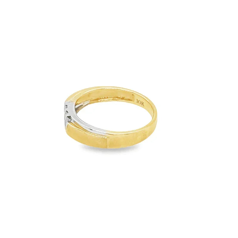 10K Yellow Gold 0.10TDW Women's Diamond Wedding Band With Sand Blast Finish